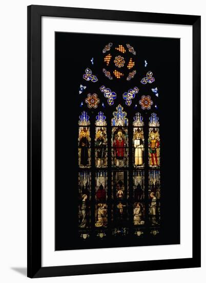 Stained Glass Window in Basilia of San Petronio, Bologna, Emilia-Romagna, Italy-null-Framed Giclee Print