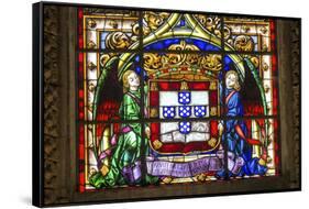 Stained Glass Window, Jeronimos Monastery, Lisbon, Portugal-Jim Engelbrecht-Framed Stretched Canvas