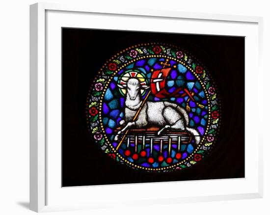 Stained Glass Window of Christ the Lamb in St. Matthias Church, Budapest, Hungary, Europe-Godong-Framed Photographic Print