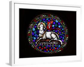 Stained Glass Window of Christ the Lamb in St. Matthias Church, Budapest, Hungary, Europe-Godong-Framed Photographic Print