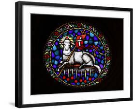 Stained Glass Window of Christ the Lamb in St. Matthias Church, Budapest, Hungary, Europe-Godong-Framed Photographic Print