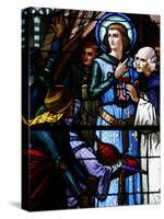 Stained Glass Window of Crusading St. Louis Meeting the Emir, St. Louis Church, Vittel, France-Godong-Stretched Canvas