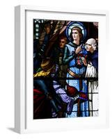 Stained Glass Window of Crusading St. Louis Meeting the Emir, St. Louis Church, Vittel, France-Godong-Framed Photographic Print