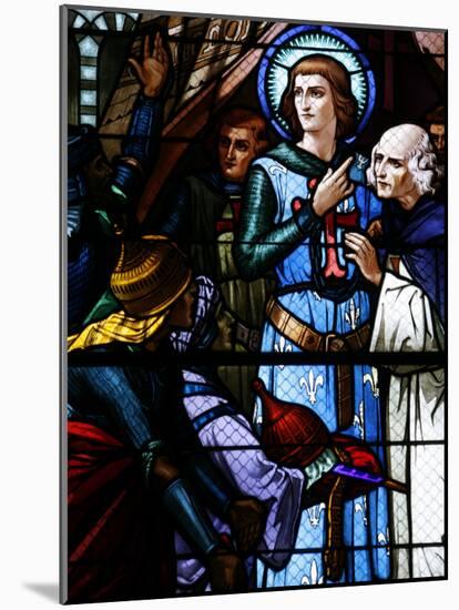 Stained Glass Window of Crusading St. Louis Meeting the Emir, St. Louis Church, Vittel, France-Godong-Mounted Photographic Print