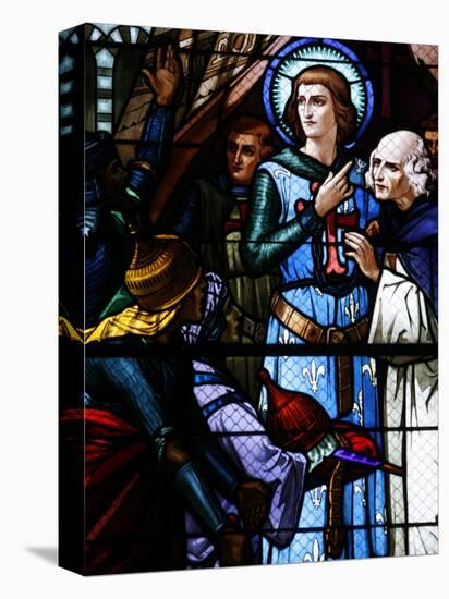Stained Glass Window of Crusading St. Louis Meeting the Emir, St. Louis Church, Vittel, France-Godong-Stretched Canvas