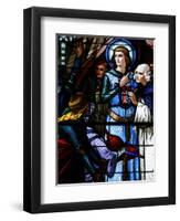 Stained Glass Window of Crusading St. Louis Meeting the Emir, St. Louis Church, Vittel, France-Godong-Framed Photographic Print