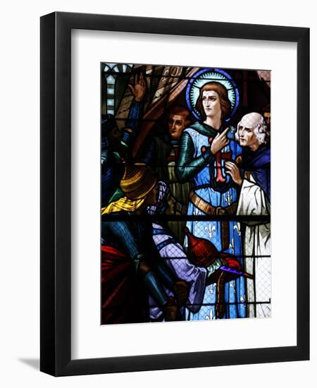 Stained Glass Window of Crusading St. Louis Meeting the Emir, St. Louis Church, Vittel, France-Godong-Framed Photographic Print