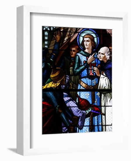 Stained Glass Window of Crusading St. Louis Meeting the Emir, St. Louis Church, Vittel, France-Godong-Framed Photographic Print