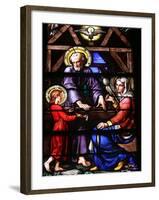 Stained Glass Window of the Holy Family, Our Lady of Geneva Basilica, Geneva. Switzerland, Europe-Godong-Framed Photographic Print