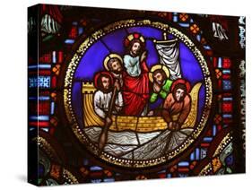 Stained Glass Window of the Miracle of Fishing, Lyon, Rhone, France, Europe-Godong-Stretched Canvas