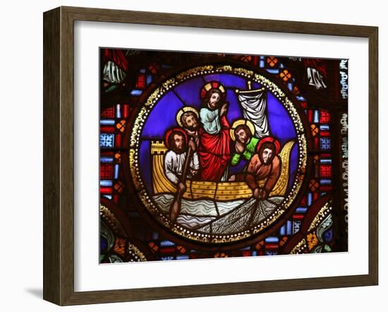 Stained Glass Window of the Miracle of Fishing, Lyon, Rhone, France, Europe-Godong-Framed Photographic Print