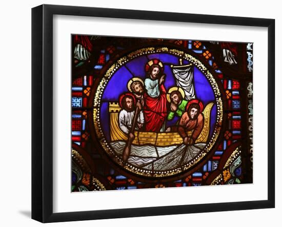 Stained Glass Window of the Miracle of Fishing, Lyon, Rhone, France, Europe-Godong-Framed Photographic Print