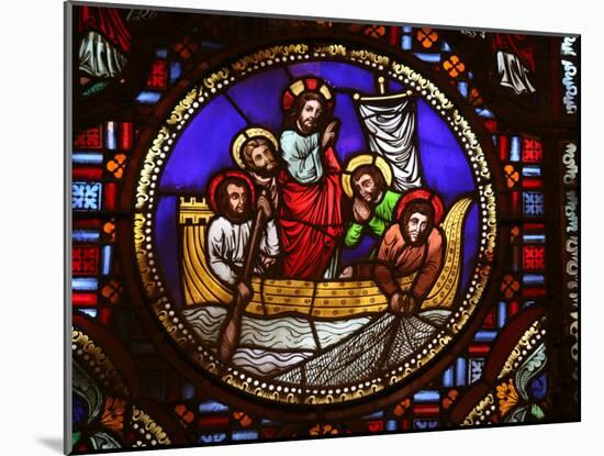 Stained Glass Window of the Miracle of Fishing, Lyon, Rhone, France, Europe-Godong-Mounted Photographic Print