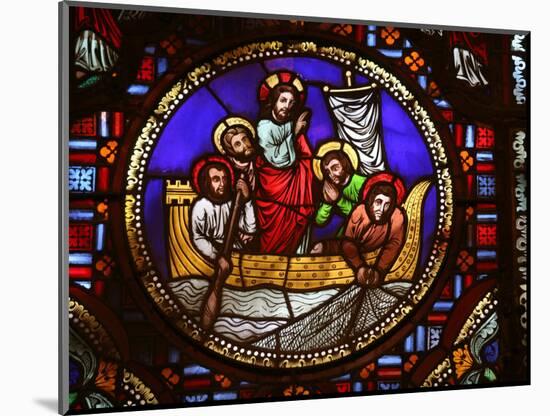Stained Glass Window of the Miracle of Fishing, Lyon, Rhone, France, Europe-Godong-Mounted Photographic Print