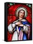 Stained Glass Window of the Virgin Mary, Beaune, Cote D'Or, Burgundy, France, Europe-Godong-Framed Stretched Canvas