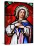 Stained Glass Window of the Virgin Mary, Beaune, Cote D'Or, Burgundy, France, Europe-Godong-Stretched Canvas