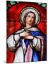 Stained Glass Window of the Virgin Mary, Beaune, Cote D'Or, Burgundy, France, Europe-Godong-Mounted Photographic Print