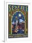 Stained Glass Window - Seattle, WA-Lantern Press-Framed Art Print