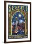 Stained Glass Window - Seattle, WA-Lantern Press-Framed Art Print