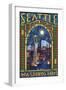 Stained Glass Window - Seattle, WA-Lantern Press-Framed Art Print