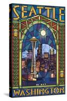 Stained Glass Window - Seattle, WA-Lantern Press-Stretched Canvas