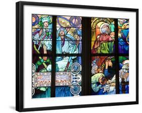 Stained Glass Window, St. Vitus's Cathedral, Prague, Czech Republic, Europe-Martin Child-Framed Photographic Print