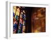 Stained Glass Window Throwing Light on Fresco, St. Vitus Cathedral, Prague, Czech Republic-Richard Nebesky-Framed Photographic Print
