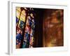 Stained Glass Window Throwing Light on Fresco, St. Vitus Cathedral, Prague, Czech Republic-Richard Nebesky-Framed Photographic Print