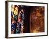 Stained Glass Window Throwing Light on Fresco, St. Vitus Cathedral, Prague, Czech Republic-Richard Nebesky-Framed Photographic Print