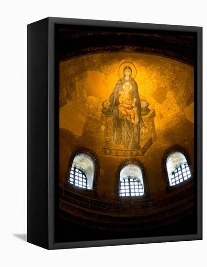 Stained Glass Windows and Artwork on Walls and Ceilings of Hagia Sophia, Istanbul, Turkey-Darrell Gulin-Framed Stretched Canvas