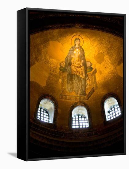 Stained Glass Windows and Artwork on Walls and Ceilings of Hagia Sophia, Istanbul, Turkey-Darrell Gulin-Framed Stretched Canvas
