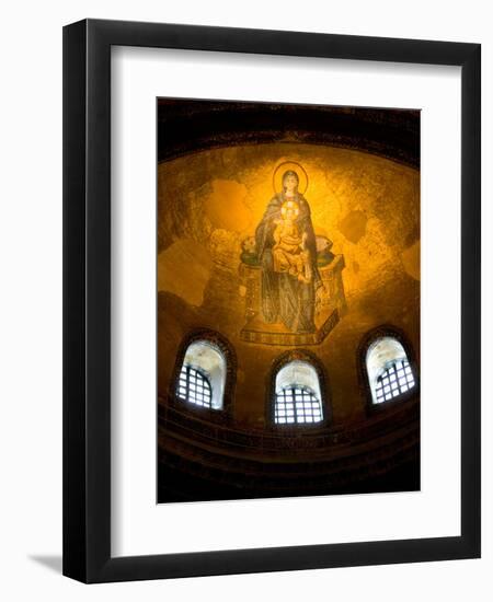 Stained Glass Windows and Artwork on Walls and Ceilings of Hagia Sophia, Istanbul, Turkey-Darrell Gulin-Framed Photographic Print