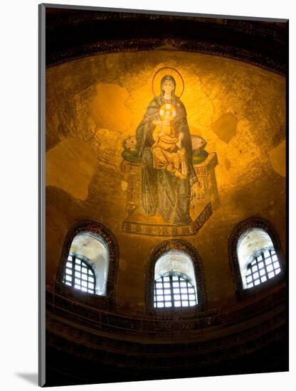 Stained Glass Windows and Artwork on Walls and Ceilings of Hagia Sophia, Istanbul, Turkey-Darrell Gulin-Mounted Photographic Print