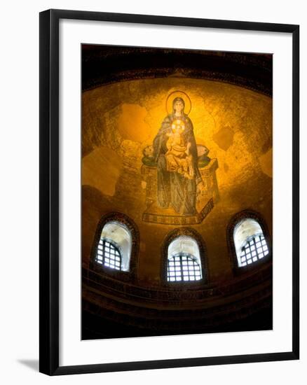 Stained Glass Windows and Artwork on Walls and Ceilings of Hagia Sophia, Istanbul, Turkey-Darrell Gulin-Framed Photographic Print