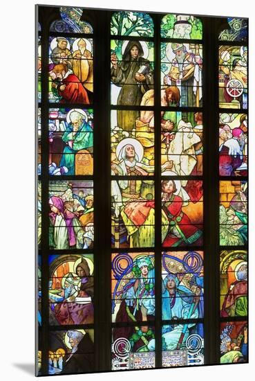 Stained Glass Windows of St. Vitus Cathedral-null-Mounted Photo