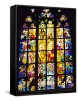 Stained Glass Windows, St. Vitus Cathedral, Prague, Czech Republic, Europe-Nigel Francis-Framed Stretched Canvas