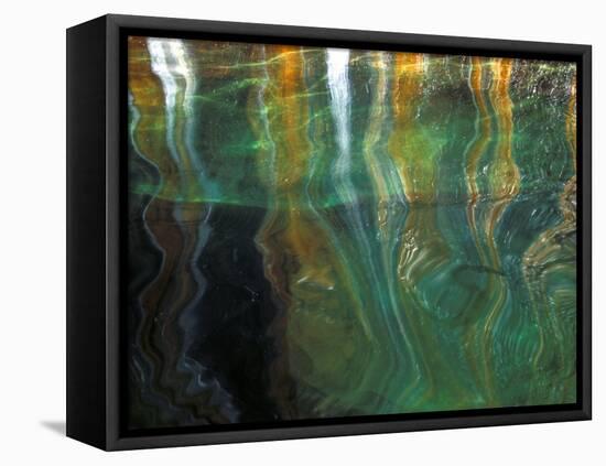 Stained Rock Underwater, Pictured Rocks National Lakeshore, Michigan, USA-Claudia Adams-Framed Stretched Canvas