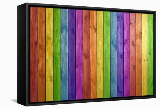 Stained Wooden Wall Background Texture-molodec-Framed Stretched Canvas