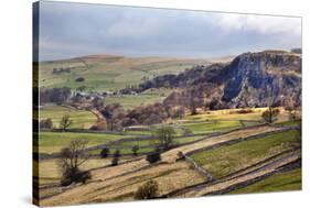 Stainforth Scar from Langcliffe Near Settle, Yorkshire Dales, Yorkshire, England-Mark Sunderland-Stretched Canvas