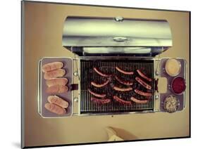Stainless Steel Barbecue Grill, Upon Which are Buns, Hot Dogs, and Condiments, 1960-Eliot Elisofon-Mounted Photographic Print