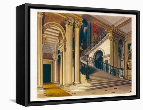 Stair Case, Buckingham House, 'The History of Royal Residences', engraved by William James Bennett-Richard Cattermole-Framed Stretched Canvas