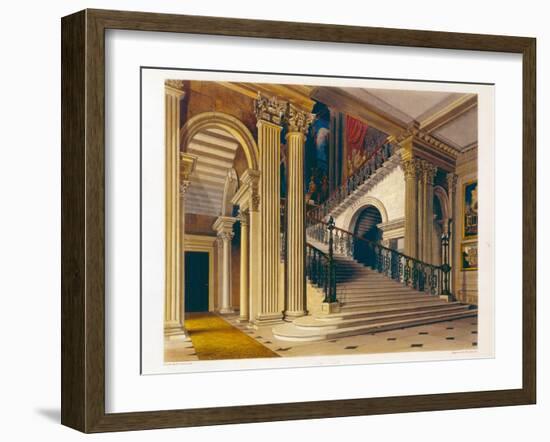 Stair Case, Buckingham House, 'The History of Royal Residences', engraved by William James Bennett-Richard Cattermole-Framed Giclee Print