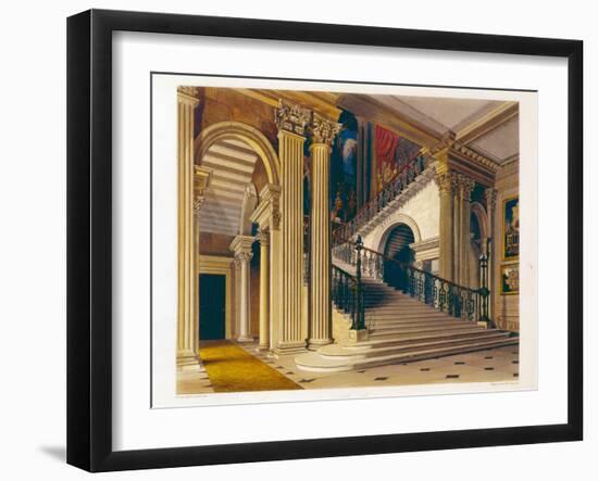 Stair Case, Buckingham House, 'The History of Royal Residences', engraved by William James Bennett-Richard Cattermole-Framed Giclee Print