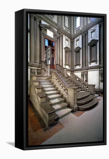 Staircase in the Entrance Hall of the Laurentian Library, Completed by Bartolomeo Ammannati 1559-Michelangelo Buonarroti-Framed Stretched Canvas