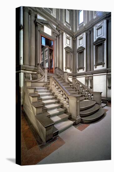 Staircase in the Entrance Hall of the Laurentian Library, Completed by Bartolomeo Ammannati 1559-Michelangelo Buonarroti-Stretched Canvas