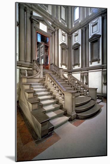 Staircase in the Entrance Hall of the Laurentian Library, Completed by Bartolomeo Ammannati 1559-Michelangelo Buonarroti-Mounted Giclee Print