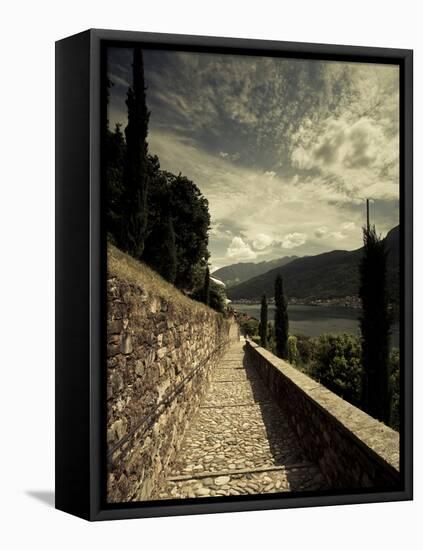 Staircase Leading Towards a Church, Chiesa Santa Maria Del Sasso, Morcote, Lake Lugano, Ticino, ...-null-Framed Stretched Canvas