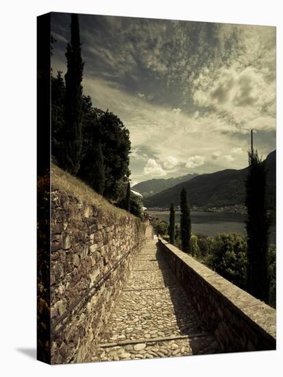 Staircase Leading Towards a Church, Chiesa Santa Maria Del Sasso, Morcote, Lake Lugano, Ticino, ...-null-Stretched Canvas