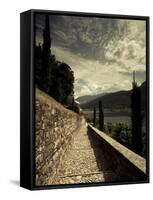 Staircase Leading Towards a Church, Chiesa Santa Maria Del Sasso, Morcote, Lake Lugano, Ticino, ...-null-Framed Stretched Canvas