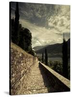 Staircase Leading Towards a Church, Chiesa Santa Maria Del Sasso, Morcote, Lake Lugano, Ticino, ...-null-Stretched Canvas